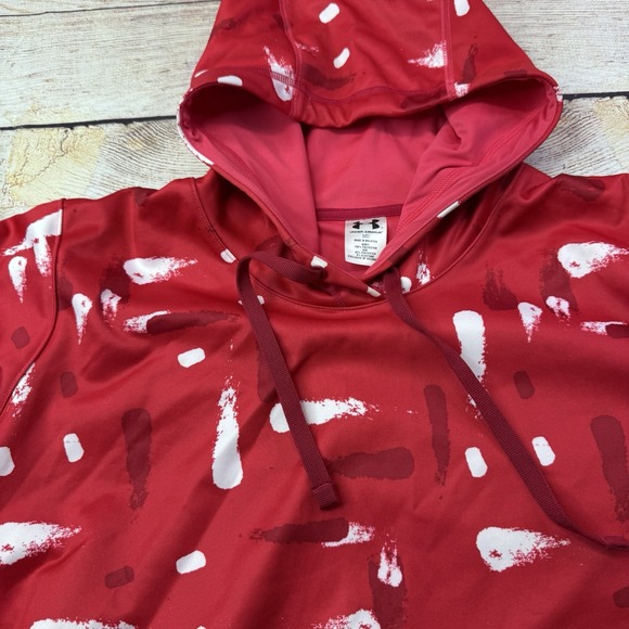 Under Armour Red Paint‎ Splatter Hoodie Men's Medium - Picture 5 of 9